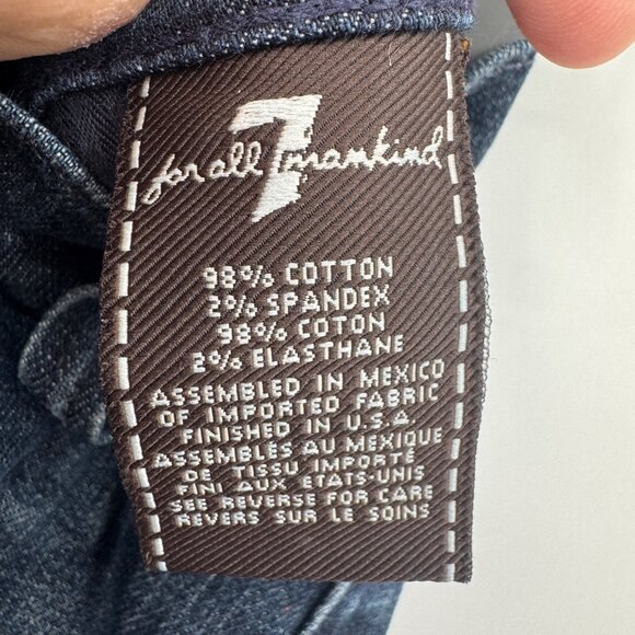 7 For All Mankind Jeans Women's Straight  Jeans Sz 32 Dark wash pink bling spark - Picture 6 of 10